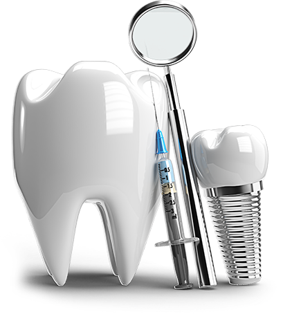 Dental instruments and tooth illustration
